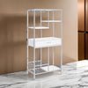 Roa 67 Inch Wine Bar Storage with 5 Shelves 1 Drawer White Chrome Metal By Casagear Home BM315316