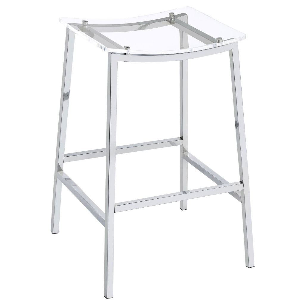 Ani 29 Inch Barstool Set of 2 Acrylic Clear Seat Footrest Chrome Metal By Casagear Home BM315320