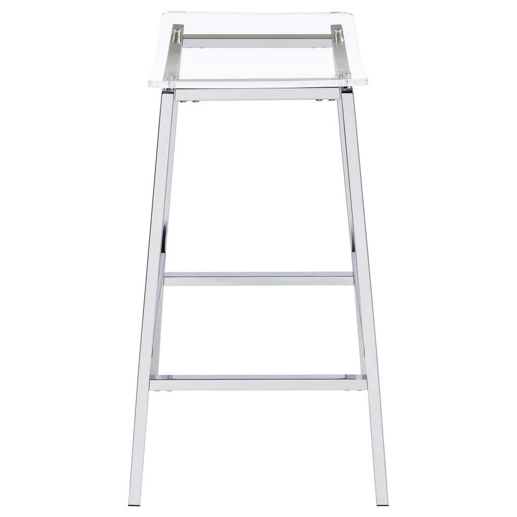 Ani 29 Inch Barstool Set of 2 Acrylic Clear Seat Footrest Chrome Metal By Casagear Home BM315320