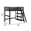 Ica Modern Twin Loft Bed with 3 Shelves and Ladder Black Solid Wood By Casagear Home BM315325