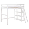 Ica Modern Twin Loft Bed with 3 Shelves and Ladder White Solid Wood By Casagear Home BM315326