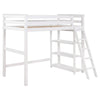 Ica Modern Twin Loft Bed with 3 Shelves and Ladder White Solid Wood By Casagear Home BM315326