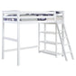 Ica Modern Twin Loft Bed with 3 Shelves and Ladder White Solid Wood By Casagear Home BM315326