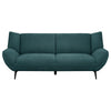 Toer 84 Inch Wide Sofa Flared Arms Soft Teal Blue Upholstery Black Metal By Casagear Home BM315327