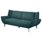 Toer 84 Inch Wide Sofa Flared Arms Soft Teal Blue Upholstery Black Metal By Casagear Home BM315327