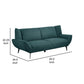 Toer 84 Inch Wide Sofa Flared Arms Soft Teal Blue Upholstery Black Metal By Casagear Home BM315327