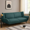 Toer 84 Inch Wide Sofa, Flared Arms, Soft Teal Blue Upholstery, Black Metal By Casagear Home