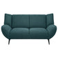 Toer 68 Inch Plush Loveseat Flared Arms Teal Blue Fabric Black Metal By Casagear Home BM315329