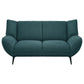 Toer 68 Inch Plush Loveseat Flared Arms Teal Blue Fabric Black Metal By Casagear Home BM315329