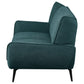 Toer 68 Inch Plush Loveseat Flared Arms Teal Blue Fabric Black Metal By Casagear Home BM315329