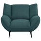 Toer 43 Inch Accent Sofa Chair Flared Arms Teal Blue Fabric Black Metal By Casagear Home BM315330