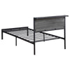 Rick Twin Size Platform Bed 1 Shelf Retro Style Black Metal Frame Gray By Casagear Home BM315332