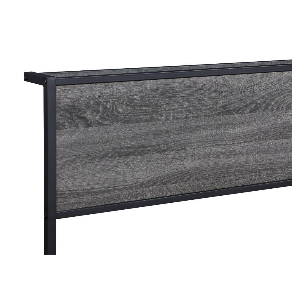 Rick Twin Size Platform Bed 1 Shelf Retro Style Black Metal Frame Gray By Casagear Home BM315332