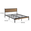 Rick Full Size Platform Bed, 1 Shelf, Retro Style, Black Metal Frame, Brown By Casagear Home