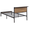 Rick Twin Size Platform Bed 1 Shelf Retro Style Brown Metal Frame Brown By Casagear Home BM315334