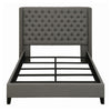 Diya California King Platform Bed Button Tufted Upholstery Nailhead Gray By Casagear Home BM315336