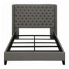 Diya Full Size Platform Bed Button Tufted Upholstery Nailhead Trim Gray By Casagear Home BM315338