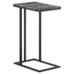 Enu 25 Inch Accent C Table Marble Top Black Metal Cantilever Base Gray By Casagear Home BM315339