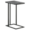 Enu 25 Inch Accent C Table Marble Top Black Metal Cantilever Base Gray By Casagear Home BM315339