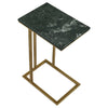 Enu 25 Inch Accent C Table Marble Top Gold Metal Cantilever Base Gray By Casagear Home BM315340