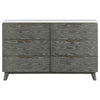 Tira 63 Inch Wide Dresser 6 Drawers with Handles White Marble Top Gray By Casagear Home BM315342