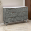 Tira 63 Inch Wide Dresser 6 Drawers with Handles White Marble Top Gray By Casagear Home BM315342