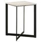 Sovi 24 Inch Side End Table Square Marble Top Black Metal Frame White By Casagear Home BM315344