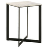 Sovi 24 Inch Side End Table Square Marble Top Black Metal Frame White By Casagear Home BM315344