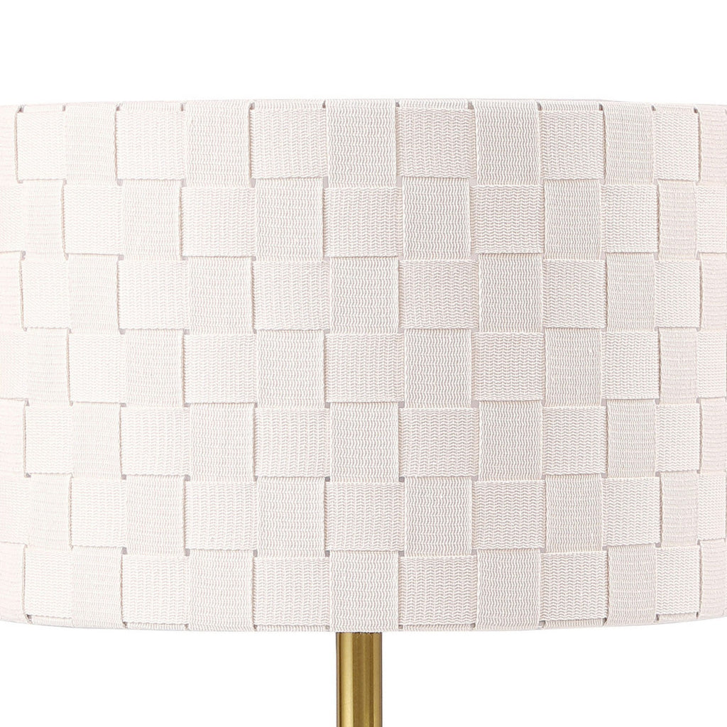 Nek 19 Inch Buffet Table Lamp Basketweave Drum Shade Ivory Fabric Gold By Casagear Home BM315347