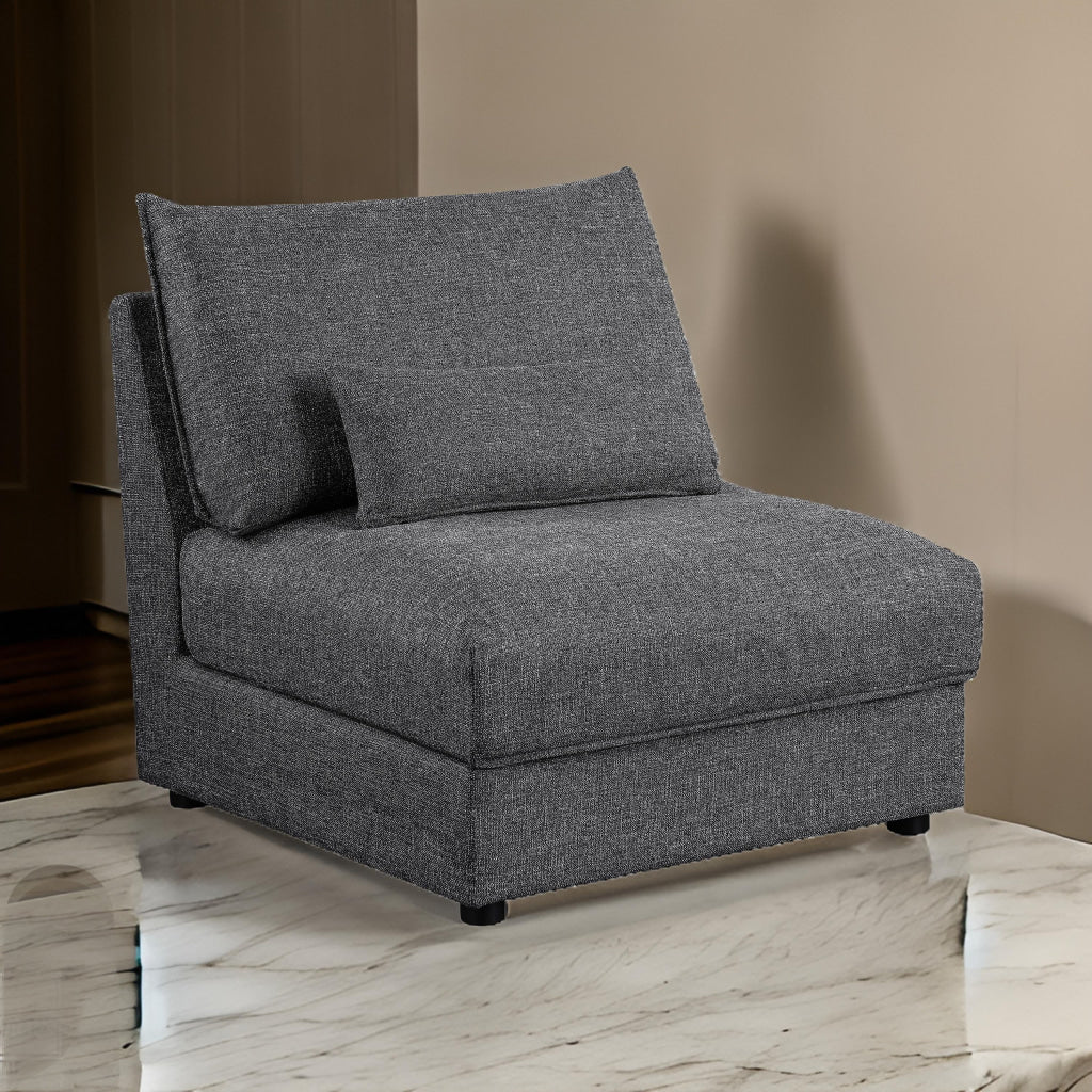 Ash 35 Inch Armless Accent Sofa Chair with Cushions Modular Gray Black By Casagear Home BM315350