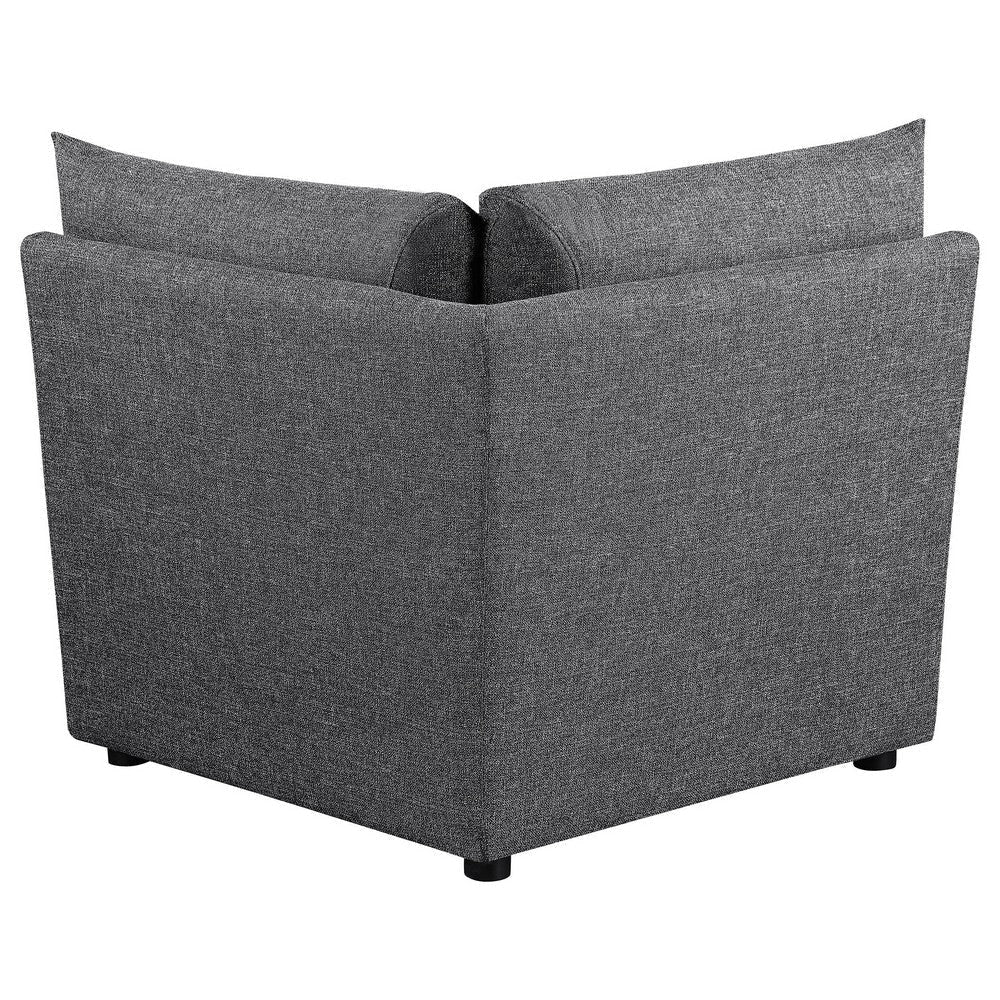 Ash 37 Inch Corner Accent Sofa Armchair with Cushions Modular Gray Black By Casagear Home BM315352