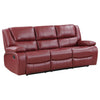 Mila 85 Inch Modern Manual Recliner Sofa 3 Seater Red Faux Leather By Casagear Home BM315353