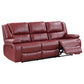 Mila 85 Inch Modern Manual Recliner Sofa 3 Seater Red Faux Leather By Casagear Home BM315353