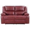 Mila 2pc Manual Recliner Sofa and Loveseat Set Red Faux Leather Wood By Casagear Home BM315354