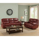 Mila 2pc Manual Recliner Sofa and Loveseat Set, Red Faux Leather, Wood By Casagear Home