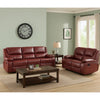 Mila 2pc Manual Recliner Sofa and Loveseat Set, Red Faux Leather, Wood By Casagear Home