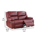 Mila 62 Inch Modern Manual Recliner Loveseat 3 Seater Red Faux Leather By Casagear Home BM315355