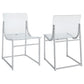 Dino 18 Inch Dining Side Chair Set of 2, Acrylic Clear Curved Seat, Chrome By Casagear Home