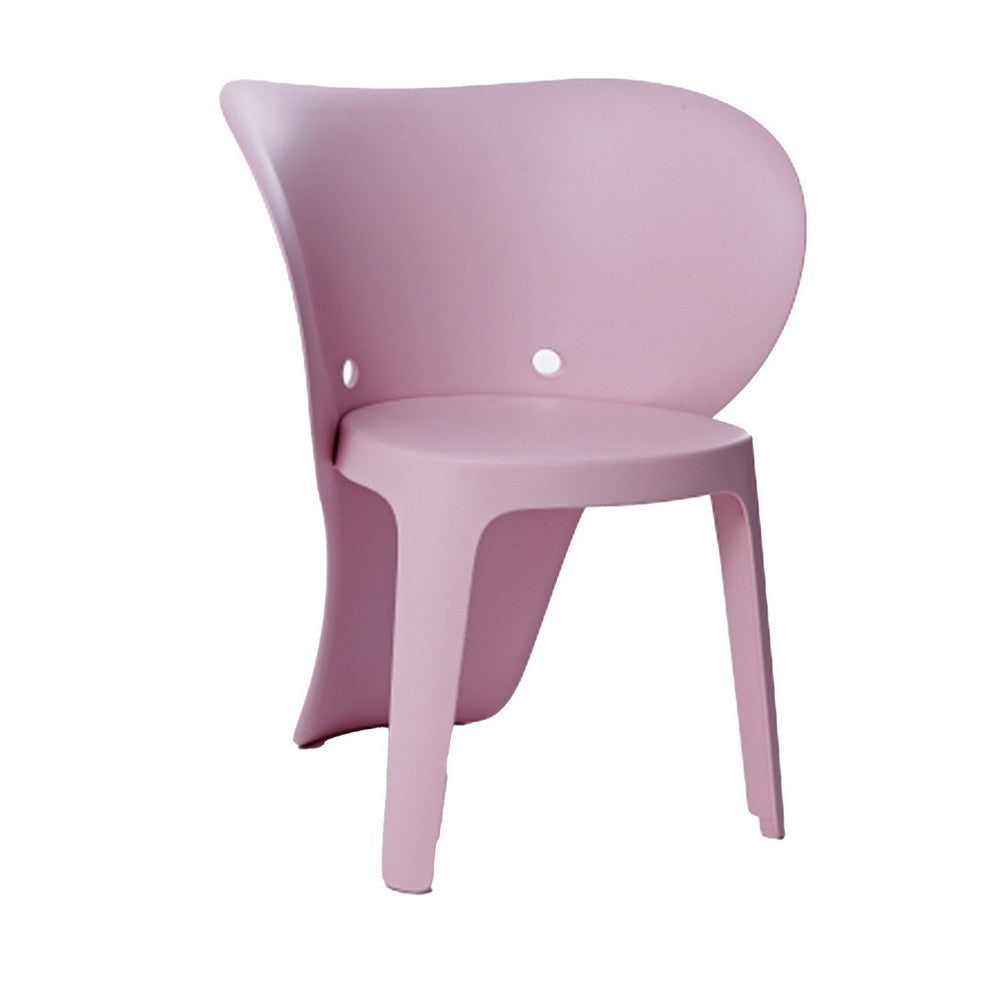 Fyna 16 Inch Kids Chair with Curved Back, Elephant Trunk Design, Pink By Casagear Home