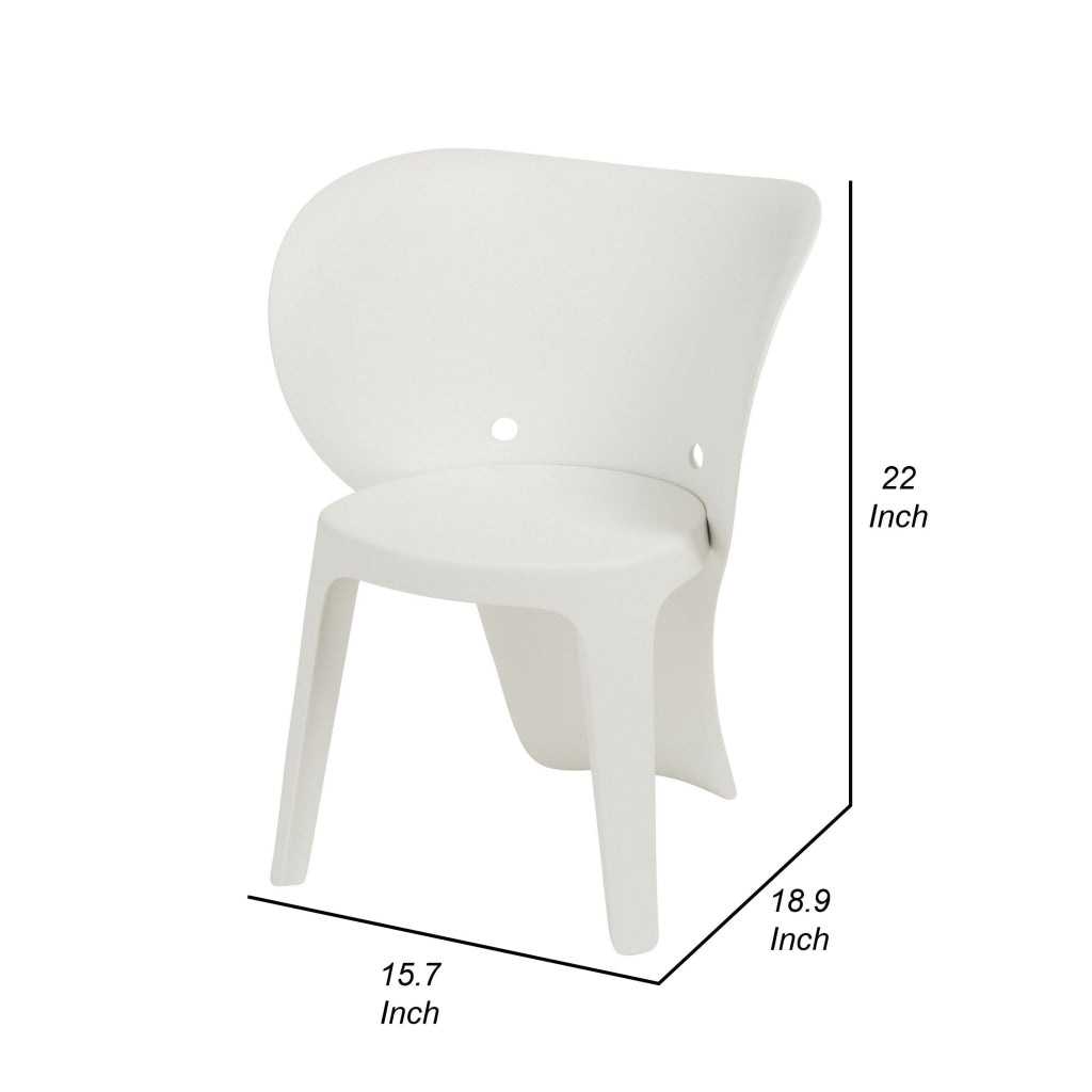 Fyna 16 Inch Kids Chair with Curved Back Elephant Trunk Design White By Casagear Home BM315364