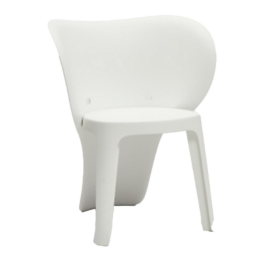 Fyna 16 Inch Kids Chair with Curved Back, Elephant Trunk Design, White By Casagear Home
