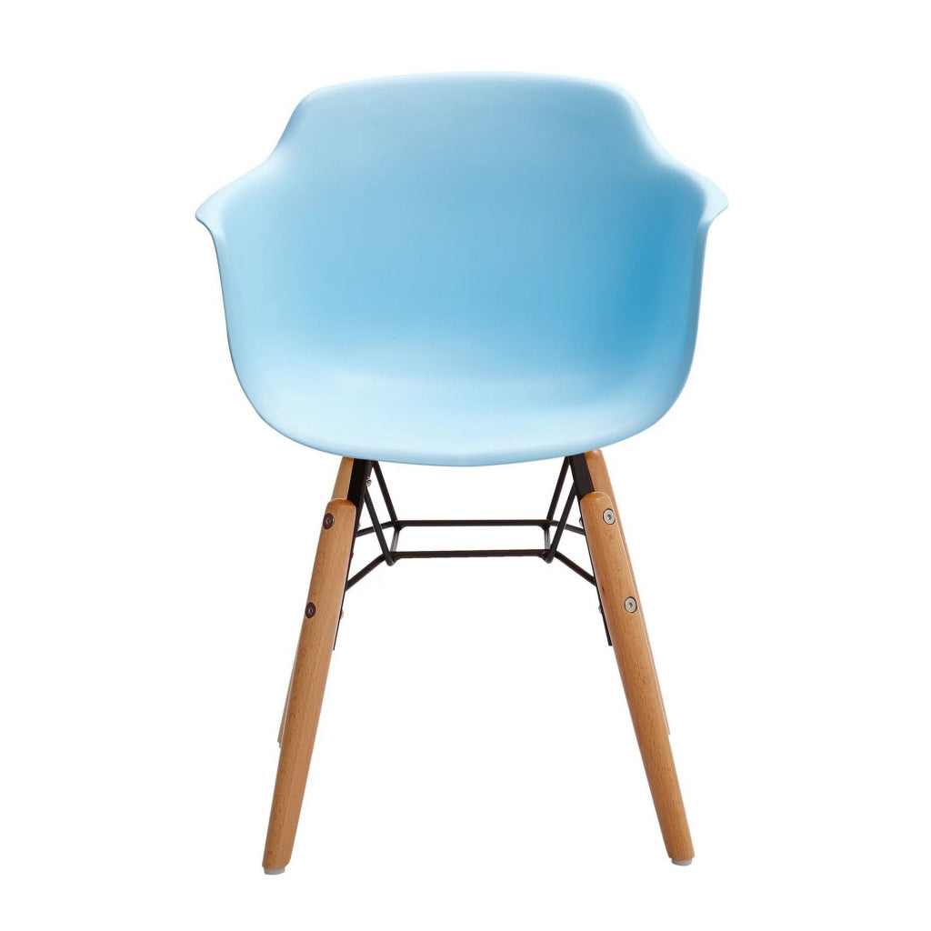 Lyna 16 Inch Kids Side Chair with Solid Back Arms Angled Wood Base Blue By Casagear Home BM315365