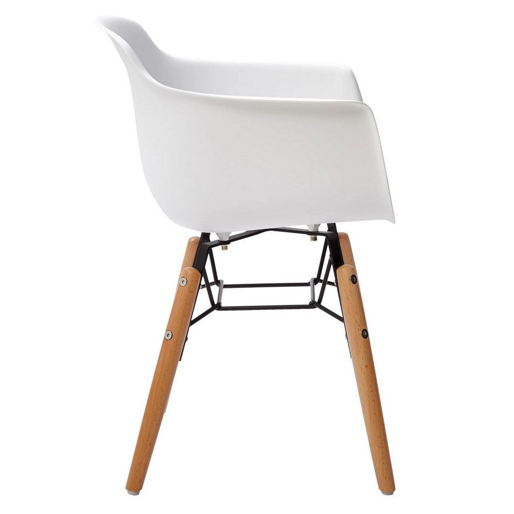 Lyna 16 Inch Kids Side Chair with Solid Back Set of 4 Arms Angled Wood Base White BM315367