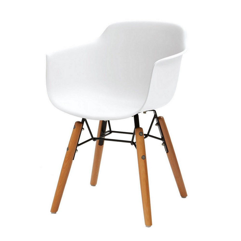 Lyna 16 Inch Kids Side Chair with Solid Back Set of 4 Arms Angled Wood Base White BM315367