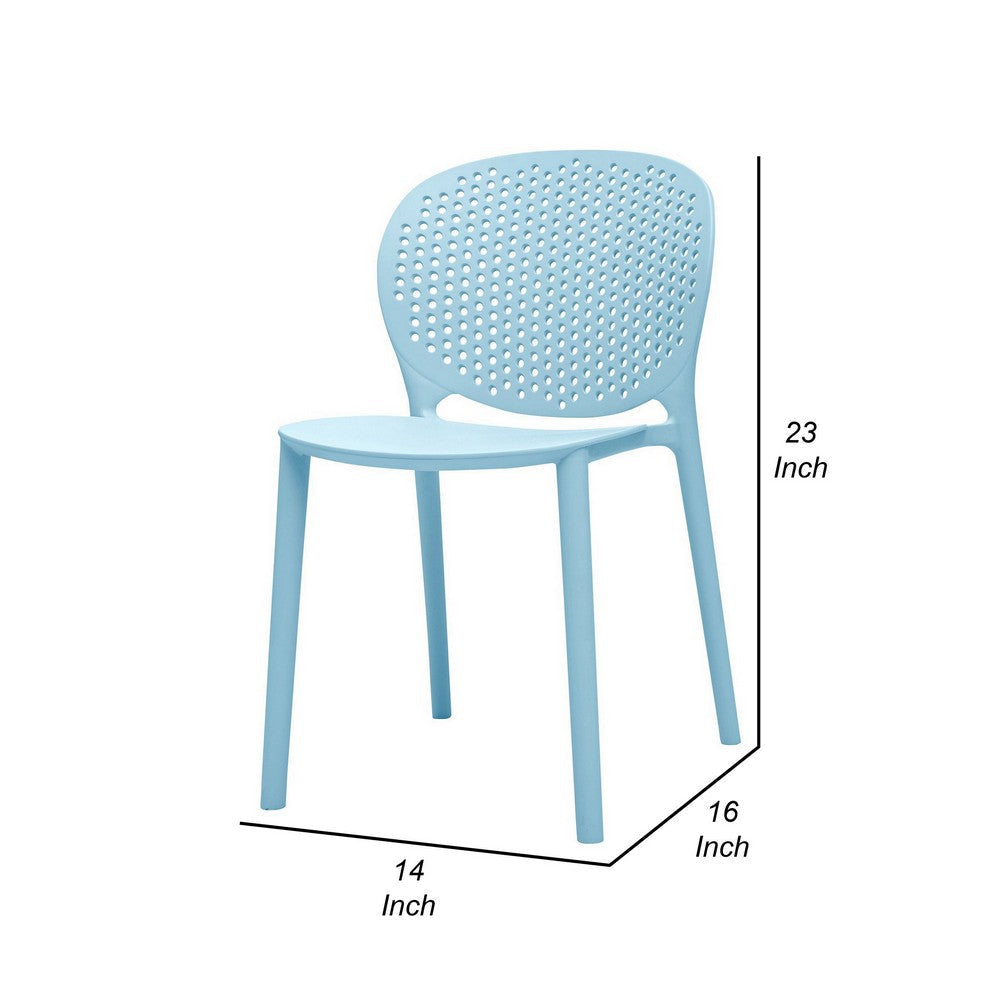Gyna 14 Inch Kids Side Chair Round Dotted Backrest Armless Blue By Casagear Home BM315368