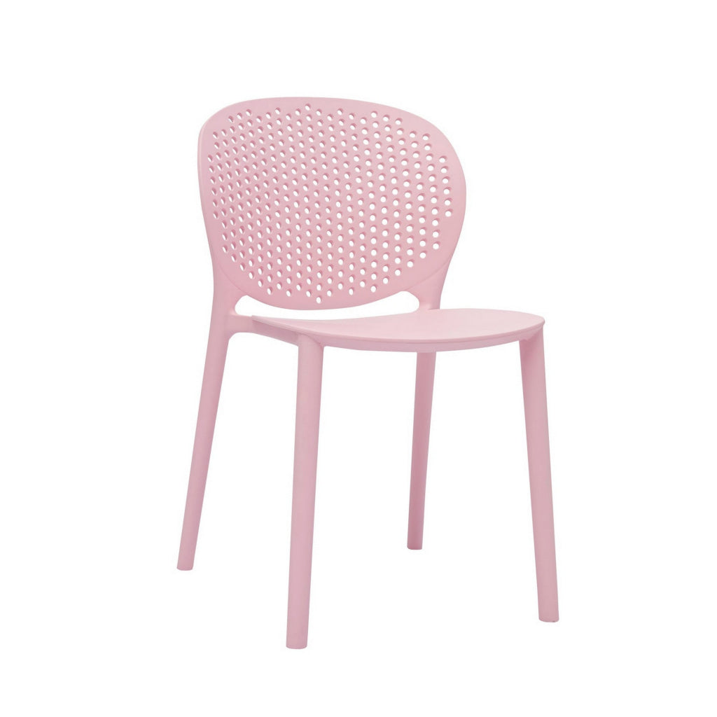 Gyna 14 Inch Kids Side Chair Round Dotted Backrest Armless Pink By Casagear Home BM315369