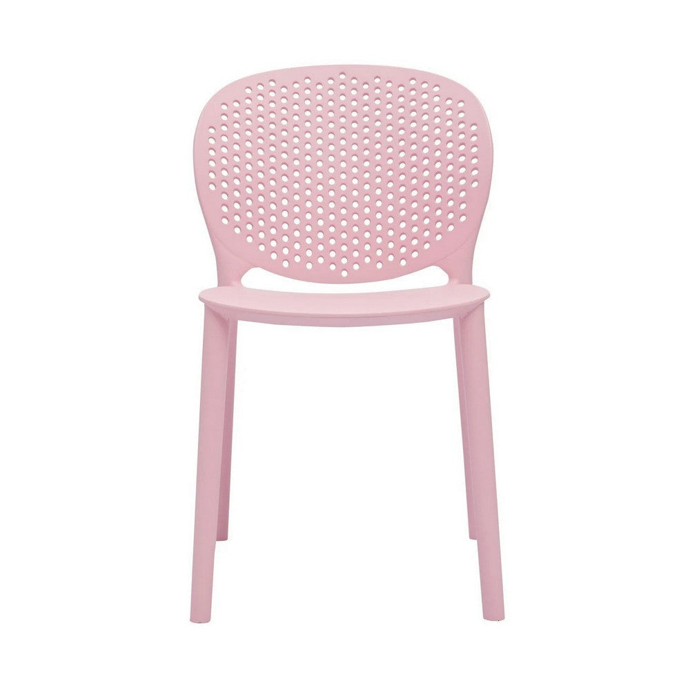 Gyna 14 Inch Kids Side Chair Round Dotted Backrest Armless Pink By Casagear Home BM315369