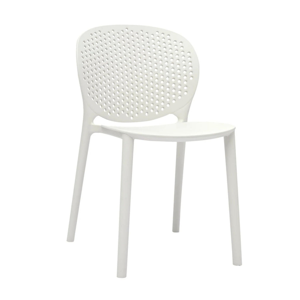 Gyna 14 Inch Kids Side Chair Round Dotted Backrest Armless White By Casagear Home BM315370