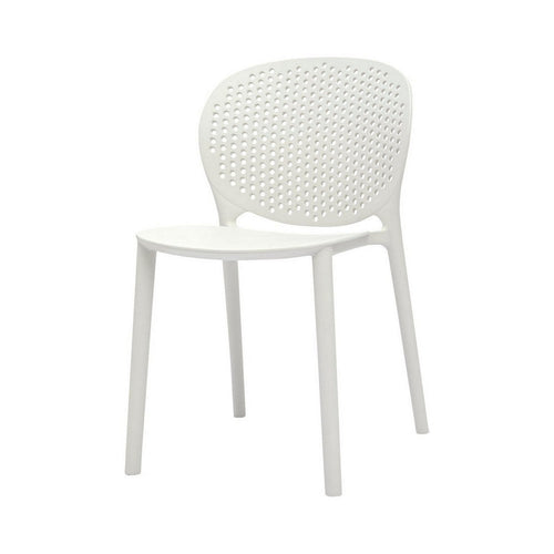 Gyna 14 Inch Kids Side Chairs, Set of 4, Round Dotted Backrest, Armless, White By Casagear Home
