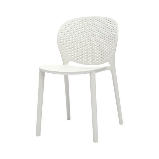 Gyna 14 Inch Kids Side Chairs, Set of 4, Round Dotted Backrest, Armless, White By Casagear Home